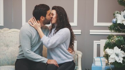 Wall Mural - Video of young romantic couple spending time together on New Year Eve.