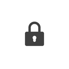 Fototapete - lock icon in black color on a white background