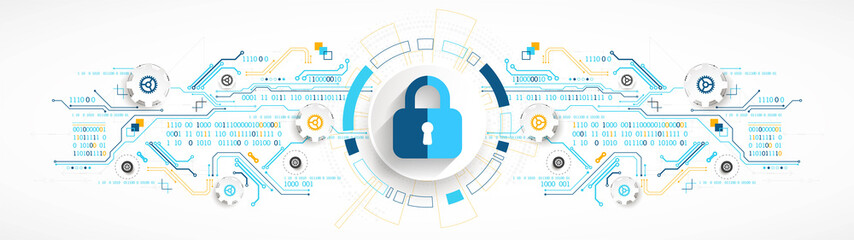 Fototapete - Secure digital space. Virtual confidential, programming protection.