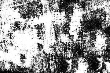 Grunge black and white. Abstract monochrome background. Vector pattern of scratches, chips, scuffs. Vintage worn surface. Old wall texture