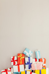 Wall Mural - Christmas birthday presents on a gray background