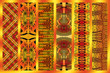 Mood board of African fabrics, colored background