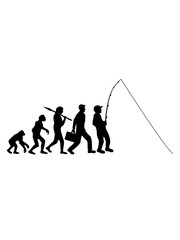 Wall Mural - evolution angler sport silhouette clipart hobby angeln fischer fischen fangen fisch hunger lecker see fluss angel fischermann angelrute seil cool design