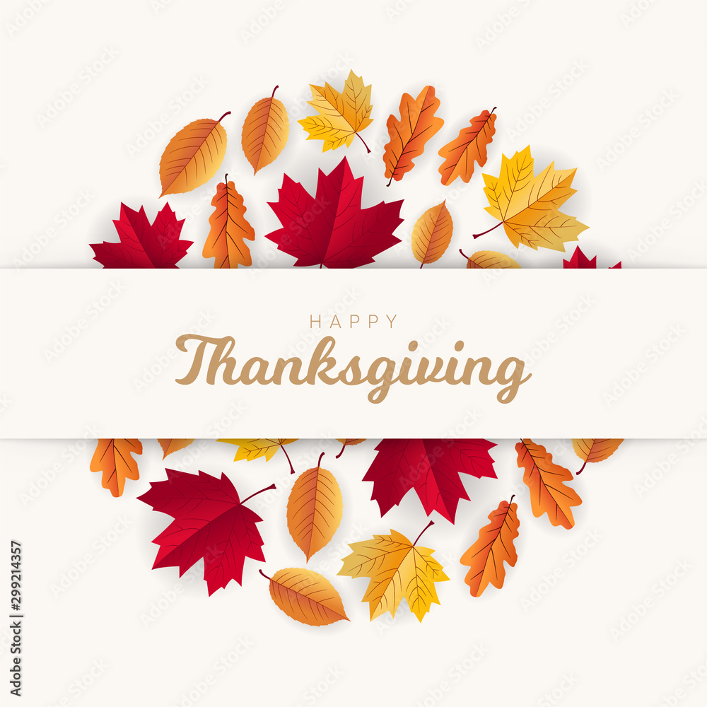 thanksgiving on autumn floral background with leaves Stock Vector ...