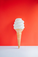 Delicious Ice Cream On Red Background
