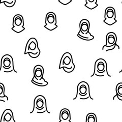 Wall Mural - Hijab Vector Seamless Pattern Thin Line Illustration