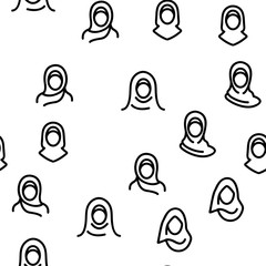 Wall Mural - Hijab Vector Seamless Pattern Thin Line Illustration