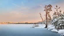 Frozen Lake Winter Sunrise Landscape