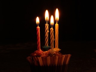 candles on black background