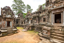 Ancient Buddhist Khmer Temple In Angkor Wat, Cambodia. Thommanon Prasat