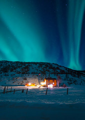 Wall Mural - Northern lights (Aurora borealis) in the sky over Tromso, Norway