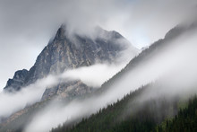 Mount MacDonald In The Mist. Glacier National Park, British Columbia.