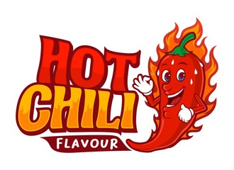 Delicious hot chili flavour, with funny character cartoon, for the taste information elements of various processed food products