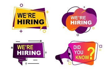 We are hiring ,did you know communication poster.vacancy job offer isolated vector signs