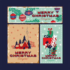 Sticker - happy merry christmas bundle of cards