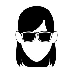 Sticker - avatar woman with sunglasses icon, flat design