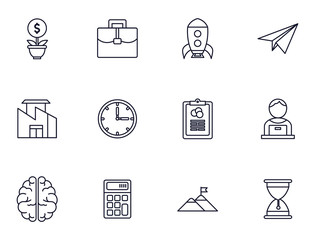 Canvas Print - business startup success icons set thick line