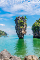 vertical image amazing nature scenic landscape james bond island, phang nga bay, attraction famous l