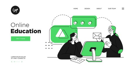 Wall Mural - presentation slide template or landing page website design. business concept illustrations. modern f