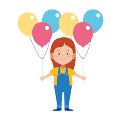 Wall Mural - cartoon girl with colorful balloons