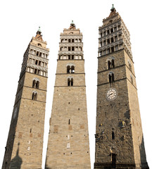 Wall Mural - Pistoia, Bell tower of the Cathedral of San Zeno (St Zeno) X century, isolated on white background. Piazza Duomo (Cathedral square). Tuscany, Italy, Europe