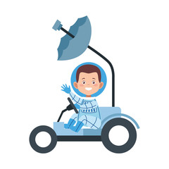 Poster - happy astronaut in a spacial car icon