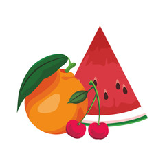 Sticker - orange, watermelon and cherries icon