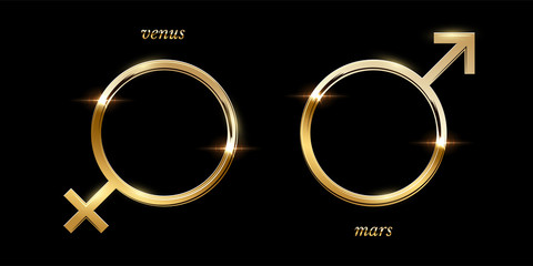 Poster - Golden male and female symbol vector illustration