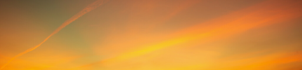 Wall Mural - Golden sky background,Panorama sky at sunset