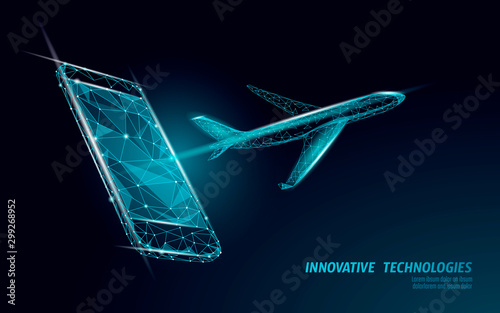Fotomural Airplane flying from smartphone screen