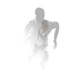 Run, sprinting men, isolated double exposure vector illustration. Group of runners, multiexposure