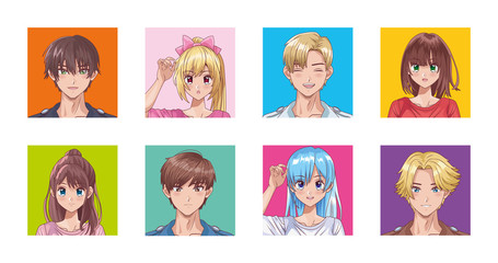 Sticker - bundle of people hentai style characters