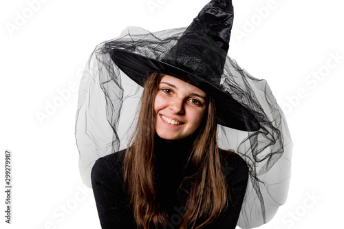 Photographie Uśmiechnięta czarownica. Halloween.