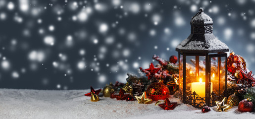 lantern and christmas decoration