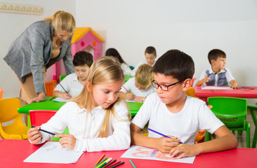 Pupils chattering at lesson