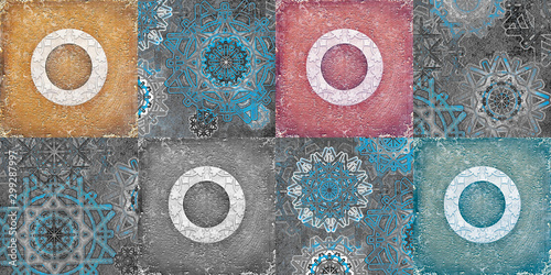 Obraz w ramie colorful wallpaper with grunge wallpaper patterns
