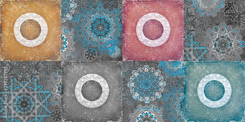 Naklejka - mata magnetyczna na lodówkę colorful wallpaper with grunge wallpaper patterns