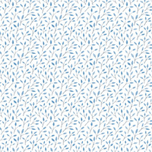 Small Branch And Blue Leaves Seamless Pattern Vector Background
