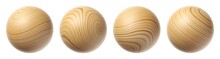 Set Of Wooden Spheres Isolated On A White Background