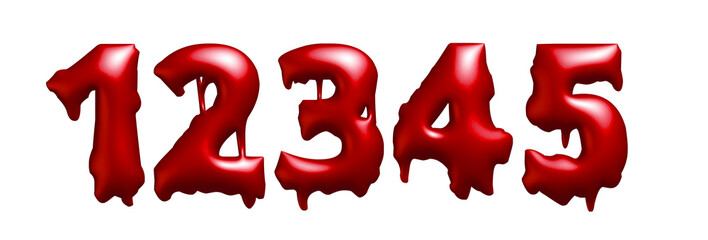 set of number with blood effect