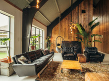 Danish Design Midcentury Modern Style Sofa In A Loft Style Livingroom