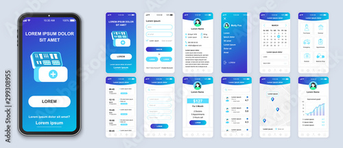 Fotografía Medicine smartphone interface vector templates set
