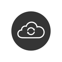 Poster - Cloud sync or cloud refresh with arrows line art vector icon for apps and