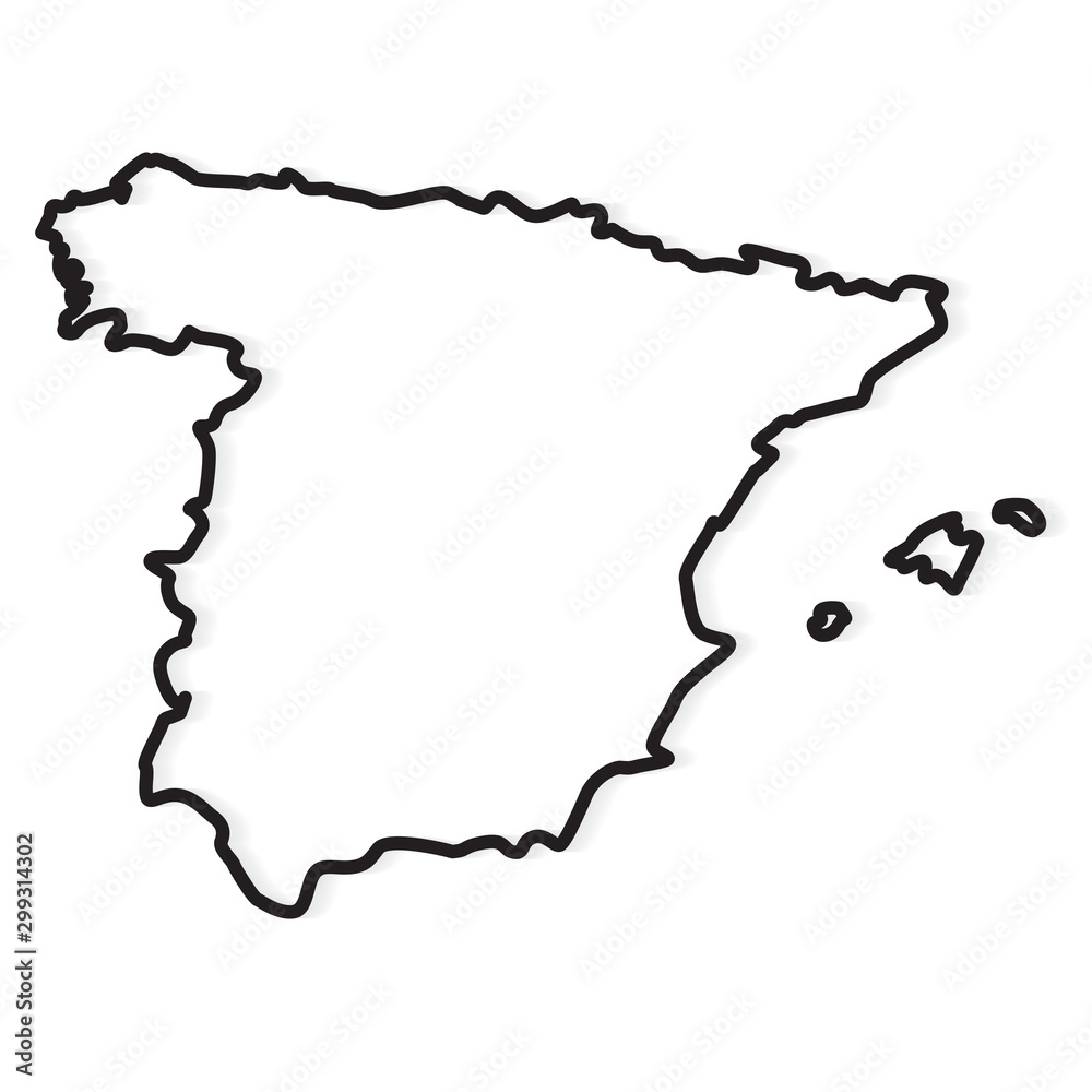 black outline of Spain map- vector illustration Stock Vector | Adobe Stock
