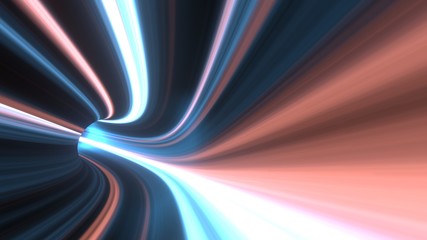 Poster - 3d rendering of abstract fast moving stripe lines with glowing sun light flare. high speed motion bl