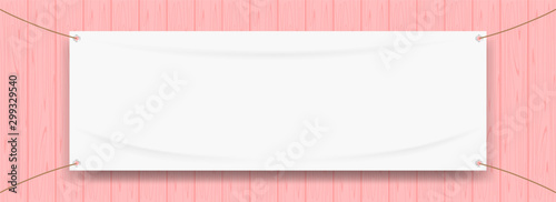 Cuadros en Lienzo vinyl banner blank white isolated on pastel wood frame, white mock up textile fa