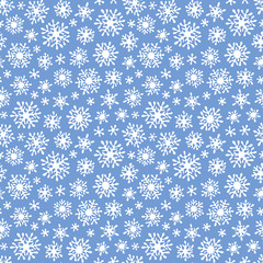 Canvas Print - Christmas seamless doodle pattern with snowflakes