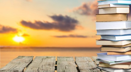 Wall Mural - Collection of old books  on background