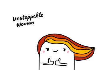 Leinwandbilder - Unstoppable woman hand drawn vector illustration in cartoon comic style vibrant colors