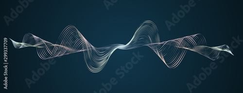 Cuadros en Lienzo Soundwave smooth curved lines Abstract design element Technological dark backgro